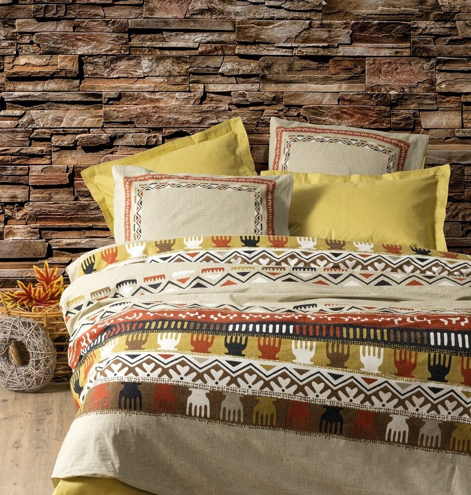 Lenjerie de pat dublu din bumbac 100% ranforce – Ethnic