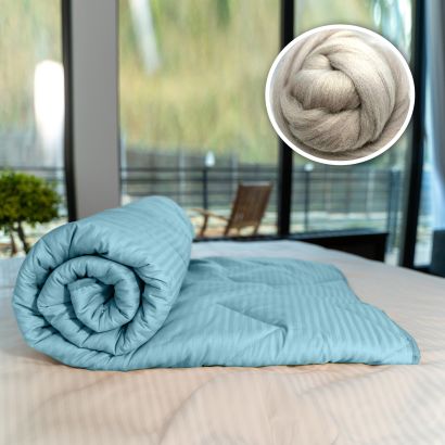 PILOTĂ MATLASATĂ LÂNĂ DAMASC 100% NATURAL – DE VARĂ – TURKOAZ
