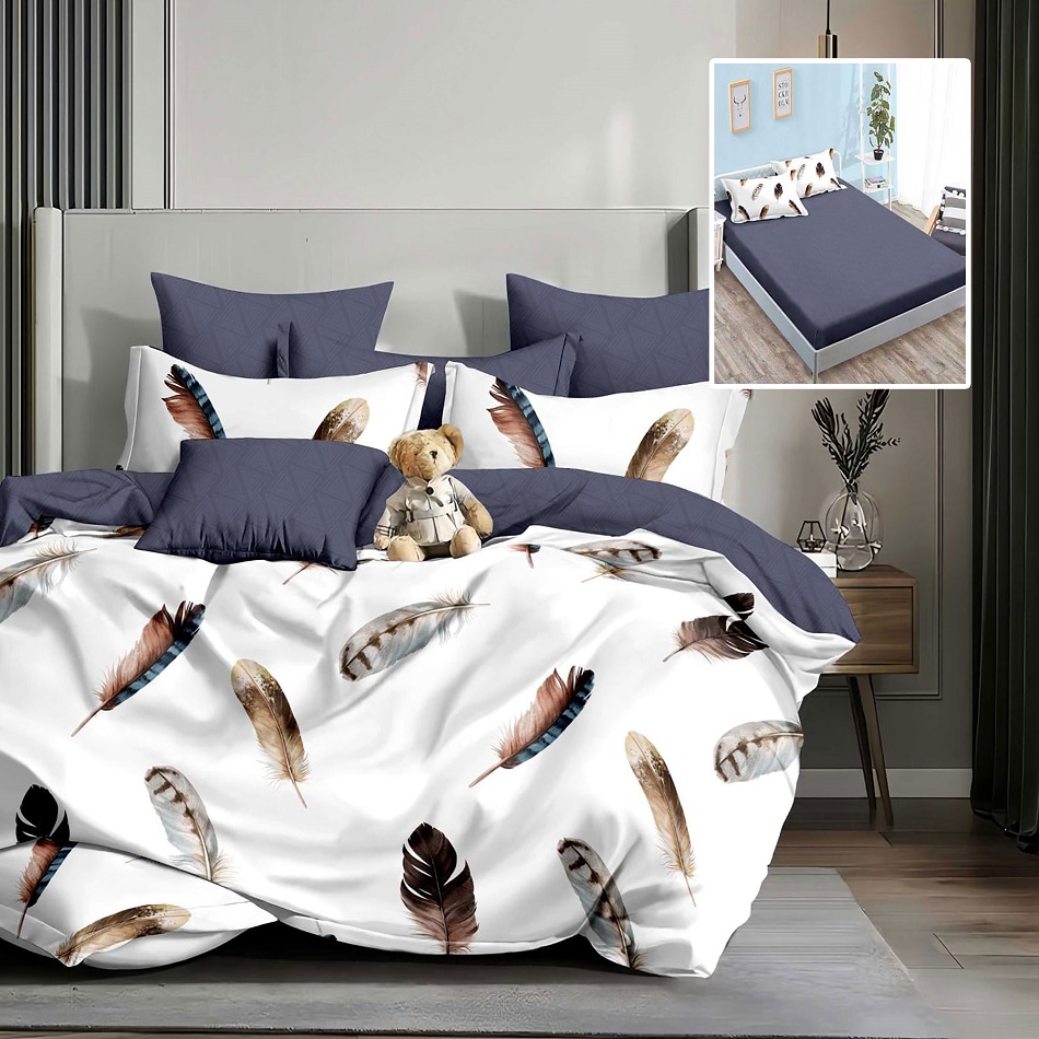 LENJERIE FINET 6 PIESE CU HUSĂ – 160×200 ȘI 180×200 (EVELYN-VH)