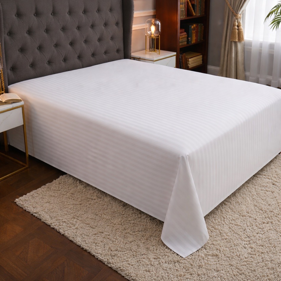 Cearceaf de pat  bumbac 100 % damasc-alb 160×240 cm