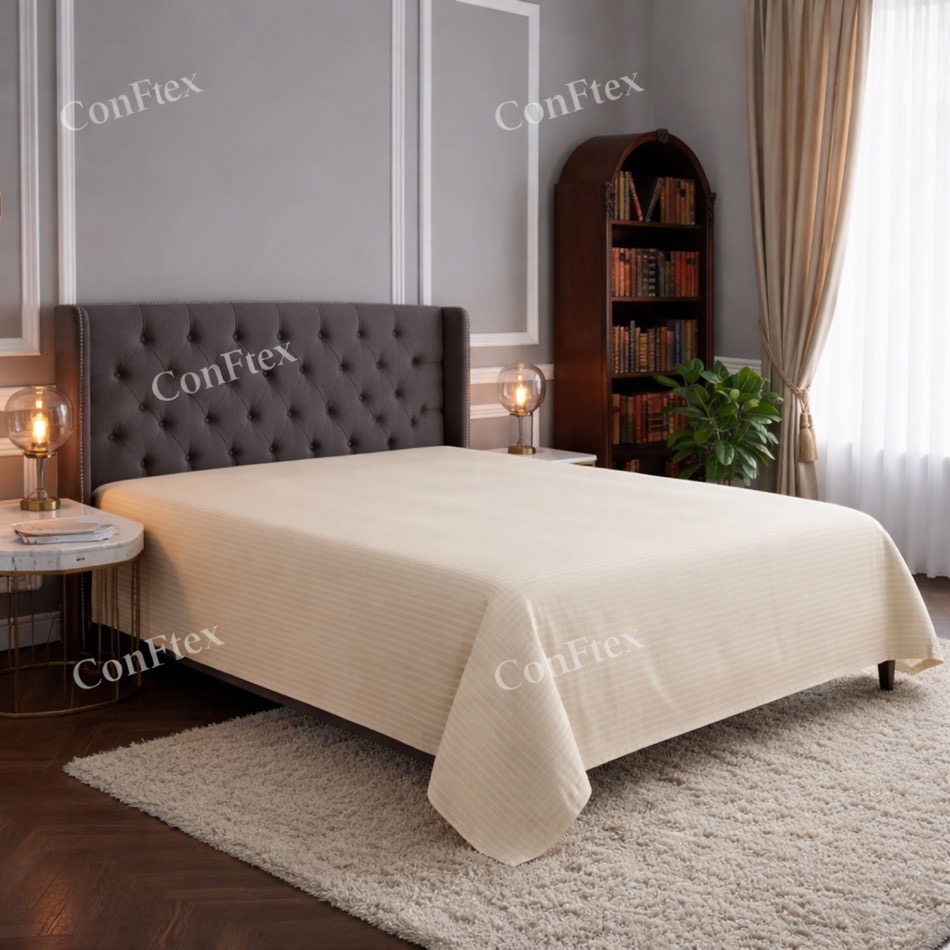 Cearceaf de pat bumbac 100 % damasc-crem deschis 160×240 cm