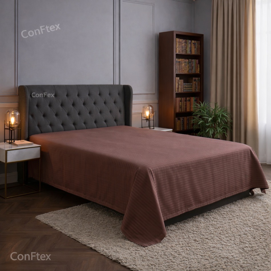 Cearceaf de pat bumbac 100 % damasc-maro 160×240 cm
