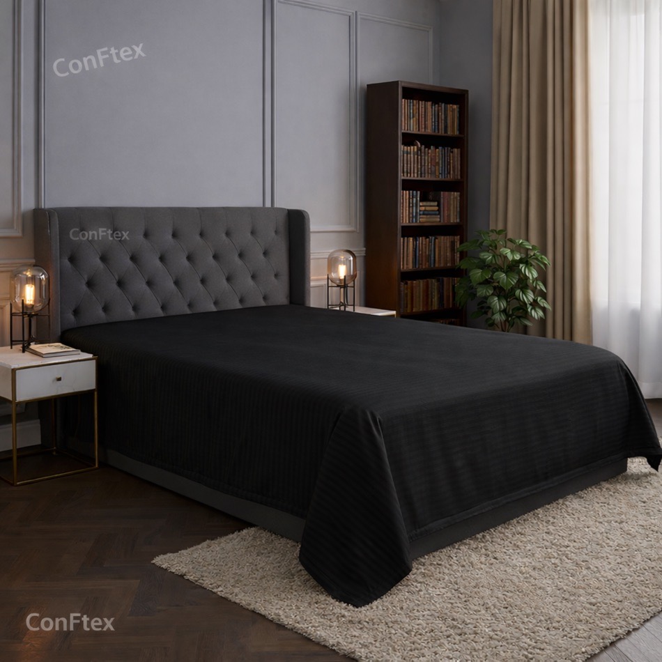 Cearceaf de pat bumbac 100 % damasc-negru 160×240 cm