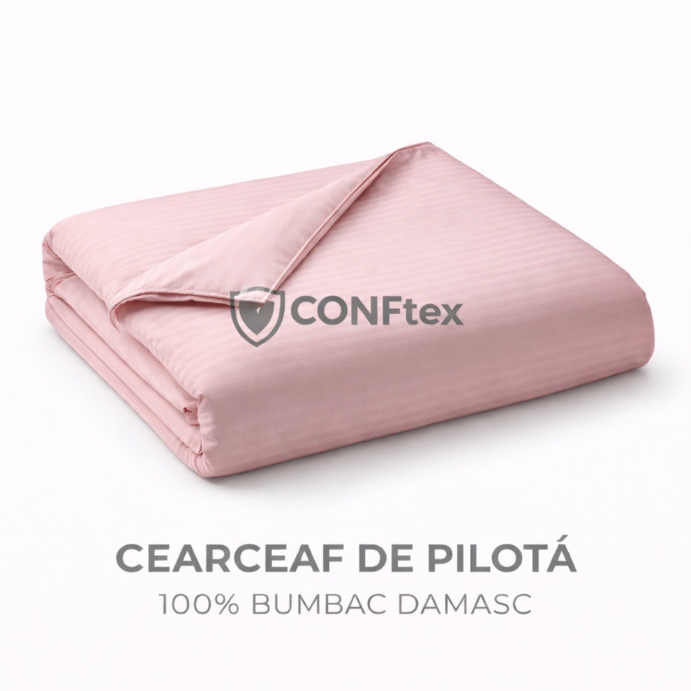 Cearceaf de Pilotă Damasc 100% Bumbac Roz Pudra