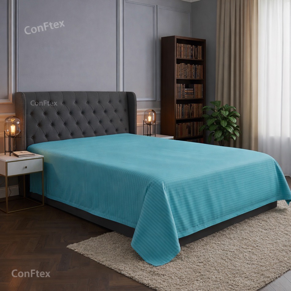 Cearceaf de pat bumbac 100 % damasc-turkoaz 160×240 cm