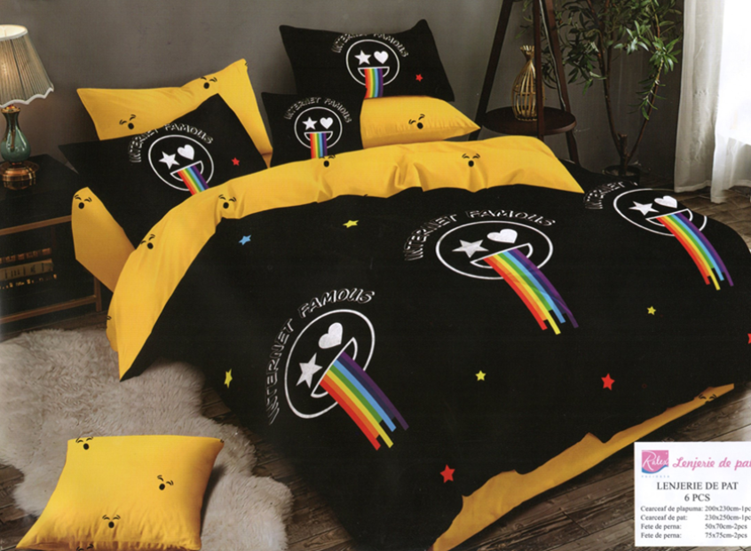 PACHET PROMO LENJERIE PAT FINET 6 PIESE + 2 PERNE + PILOTĂ  (VALI V6)