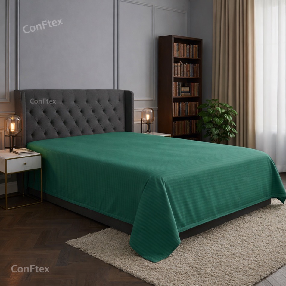Cearceaf de pat bumbac 100 % damasc-verde petrol 160×240 cm