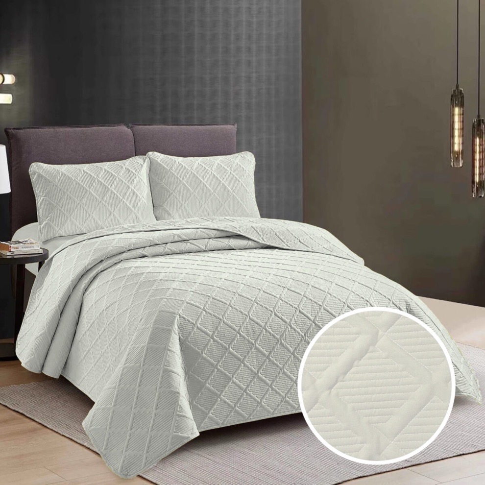 Cuvertură pat uni o persoană + o față pernă ivoire