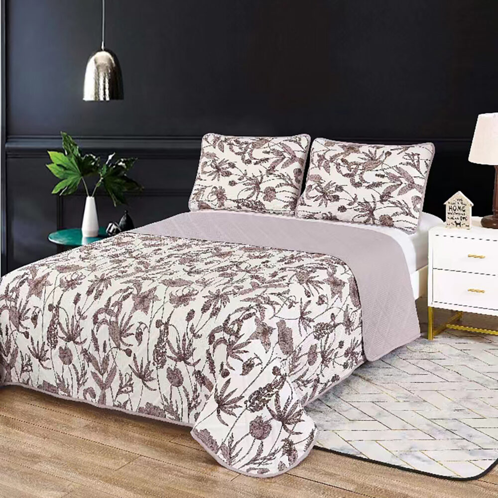 CUVERTURĂ PAT IMPRIMATĂ + 2 FEȚE DE PERNĂ (CVI1)