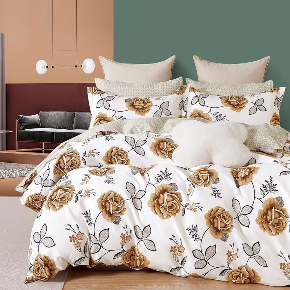 LENJERIE DE PAT PERCALLE IMPRIMAT (PRC84)-King Size 4 piese-cutie cadou