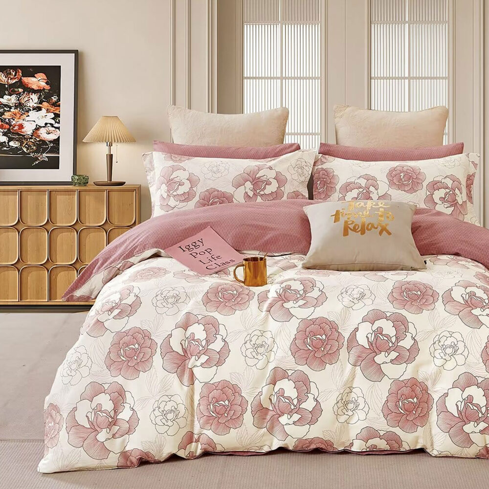 LENJERIE DE PAT PERCALLE IMPRIMAT (PRC97)-King Size 4 piese-cutie cadou