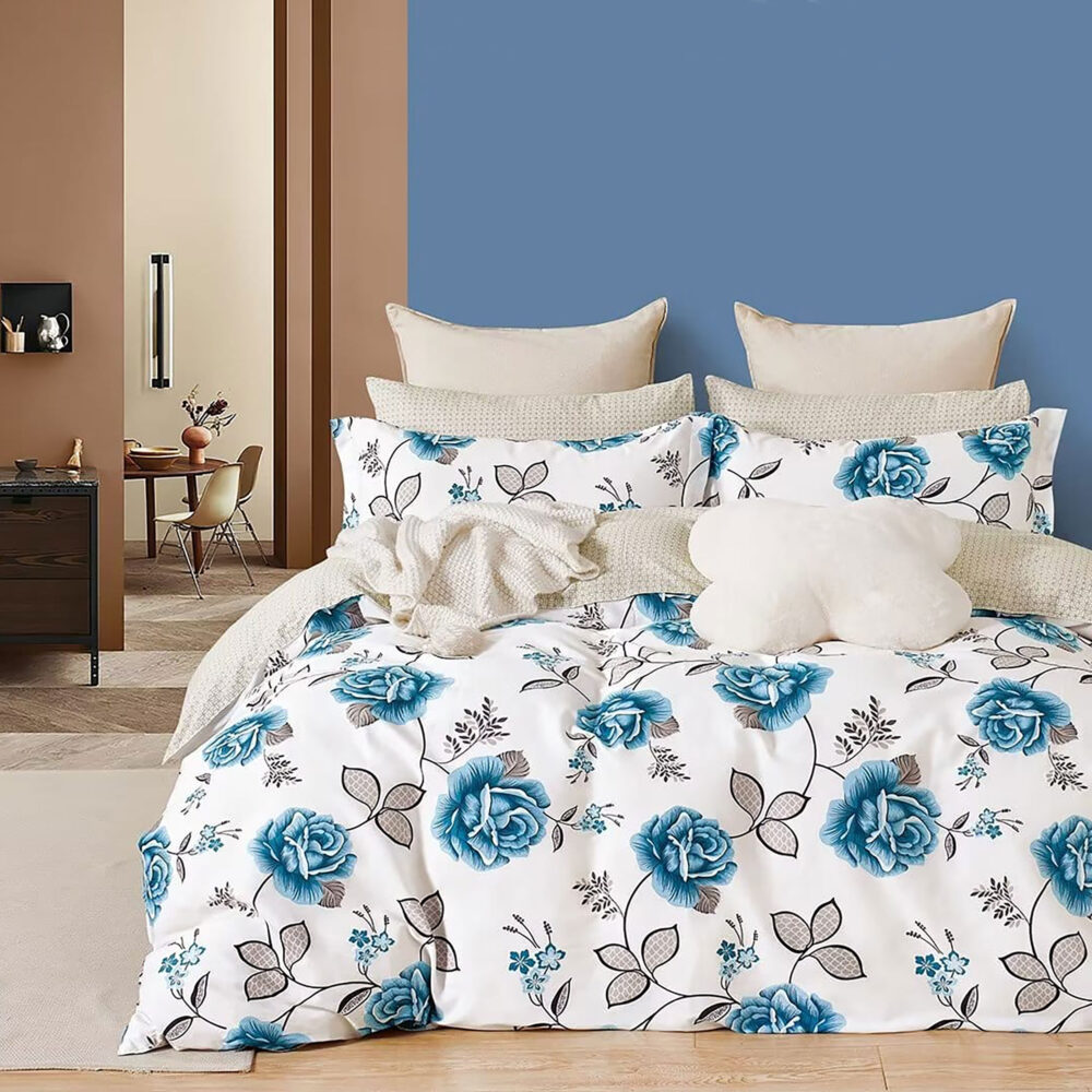 LENJERIE DE PAT PERCALLE IMPRIMAT (PRC103)-King Size 6 piese-cutie cadou