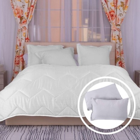 Set pilota lana iarna 200X215cm (policoton)+2 perne, alb