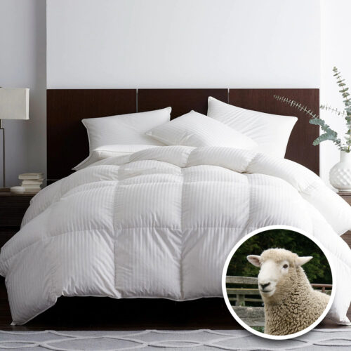 PILOTĂ MATLASATĂ LÂNĂ DAMASC 100% NATURAL – DE IARNĂ – ALB