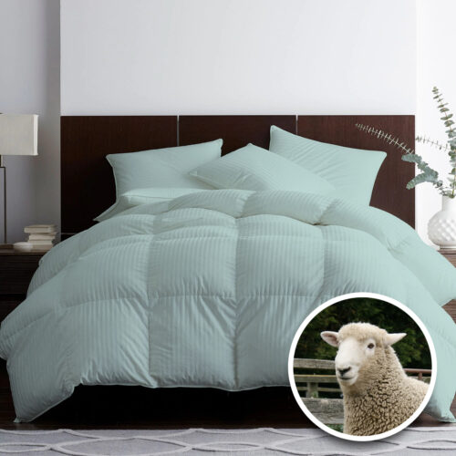 PILOTĂ MATLASATĂ LÂNĂ DAMASC 100% NATURAL-DE IARNĂ-MINT 140×210 cm